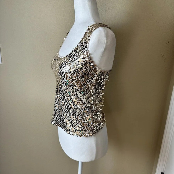 NWOT ABERCROMBIE & FITCH Gold Sequin Racer Back Tank Top - size XS - Picture 4 of 8